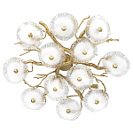 Потолочная люстра круглая ветвистыми бронзовыми элементами и стеклянными рифлеными дисками Textured Glass Chandelier варинант исполнения - 1 | Loft Concept в Тюмени