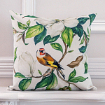 Декоративная подушка бежевая с изображением птица в саду Blooming Birds варинант исполнения - 2 | Loft Concept в Тюмени
