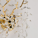 Бра золотого цвета с декоративными ветвями и прозрачными подвесками в форме листьев Droplet Chandelier варинант исполнения - 6 | Loft Concept в Тюмени