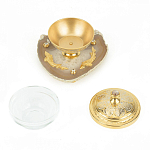 Икорница с декором "Три рыбки" с гравировкой на подставке из натурального камня Агат Decorative Cavair Dishes варинант исполнения - 3 | Loft Concept в Тюмени