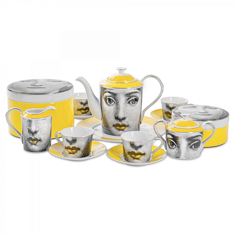 Чайный сервиз Fornasetti Белый Желтый Серый Чайный сервиз Fornasetti Белый Желтый Серый в Тюмени | Loft Concept