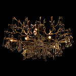 Потолочная люстра в виде ветвей деревьев золотого цвета с прозрачными подвесками-каплями Droplet Chandelier варинант исполнения - 4 | Loft Concept в Тюмени