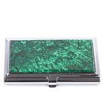 Визитница карманная металлическая с накладкой из натурального камня Малахит Stone Business Card Holders  варинант исполнения - 1 | Loft Concept в Тюмени