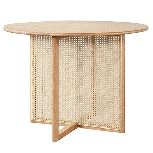 Обеденный стол круглый с плетёным основанием из ротанга Soda Dinning Table