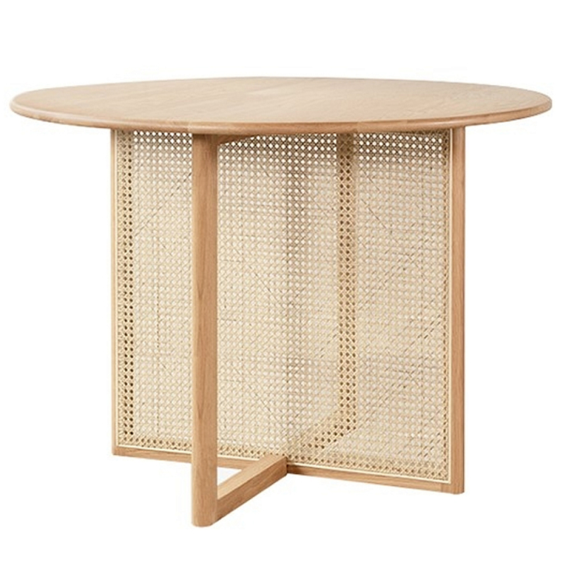 Обеденный стол круглый с плетёным основанием из ротанга Soda Dinning Table Бежевый Обеденный стол круглый с плетёным основанием из ротанга Soda Dinning Table Бежевый в Тюмени | Loft Concept