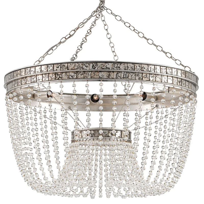 Люстра круглая с нитями хрустальных бусин Sparkling Bead Stripes Серебряный Прозрачный Люстра круглая с нитями хрустальных бусин Sparkling Bead Stripes Серебряный Прозрачный в Тюмени | Loft Concept