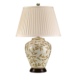 Настольная лампа с фарфоровым основанием бежевого цвета с рисунком и плиссированным абажуром на темной подставке Elstead Lighting варинант исполнения - 6 | Loft Concept в Тюмени