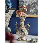 Ваза белого цвета из фарфора с цветочным рисунком и бронзовыми ручками с фигурками птиц Eden Garden porcelain and bronze варинант исполнения - 2 | Loft Concept в Тюмени