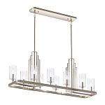 Люстра прямоугольная цвета латунь с прозрачными рифлеными цилиндрическими плафонами Kichler варинант исполнения - 11 | Loft Concept в Тюмени