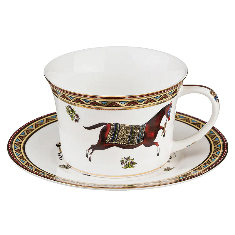 Чайная пара из фарфора с изображением лошади 250 мл Porcelain Horse Set Белый Мульти Чайная пара из фарфора с изображением лошади 250 мл Porcelain Horse Set Белый Мульти в Тюмени | Loft Concept