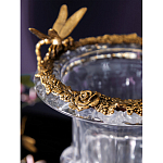 Ваза из прозрачного стекла на бронзовой подставке с ободком и ручками в виде стрекоз Eden Garden варинант исполнения - 5 | Loft Concept в Тюмени