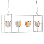 Люстра белая прямоугольная с абажурами в виде цветков тюльпана White Tulips варинант исполнения - 2 | Loft Concept в Тюмени