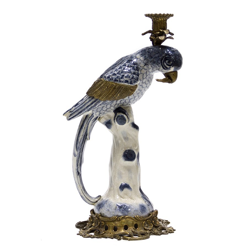 Подсвечник Parrot Porcelain & Bronze Белый Синий Бронза Подсвечник Parrot Porcelain & Bronze Белый Синий Бронза в Тюмени | Loft Concept