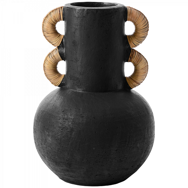 Ваза Round Vase Ceramic & Rattan Черный Ваза Round Vase Ceramic & Rattan Черный в Тюмени | Loft Concept