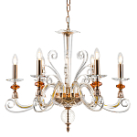 Люстра с 6-ю лампочками и изогнутыми прозрачными элементами из стекла Twisted Glass Candles Chandelier варинант исполнения - 1 | Loft Concept в Тюмени