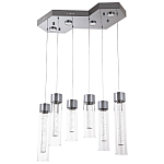 Люстра c 6-ю стеклянными плафонами хром Sparkling Bubbles Tube Chrome Hanging Lamp варинант исполнения - 1 | Loft Concept в Тюмени
