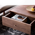 Кофейный стол из дерева с ящиком и нишей для хранения Coffee Walnut Table варинант исполнения - 7 | Loft Concept в Тюмени