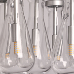 Люстра с 7-ю прозрачными плафонами из стекла в форме капли на круглом потолочном основании цвета хром Lucid Rain  варинант исполнения - 9 | Loft Concept в Тюмени