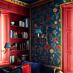 Обои с вышивкой ручной работы Flora Rio colourway on Liso Pine wool sateen варинант исполнения - 1 | Loft Concept в Тюмени