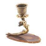 Подсвечник из натурального камня агат светло-коричневый Stone Candlestick варинант исполнения - 3 | Loft Concept в Тюмени