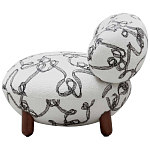 Кресло без подлокотников на деревянных ножках белое с вышивкой Sharp Armchair варинант исполнения - 2 | Loft Concept в Тюмени