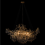 Подвесная люстра в виде ветвей деревьев золотого цвета с прозрачными подвесками-каплями 10 и 14 ламп Droplet Chandelier варинант исполнения - 2 | Loft Concept в Тюмени