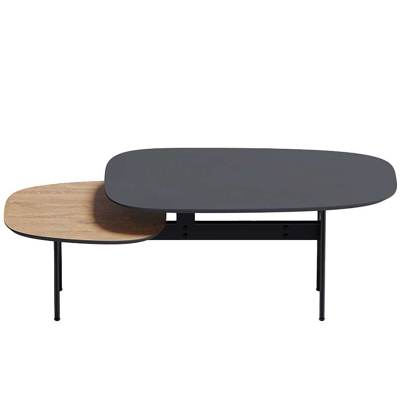 Step журнальный столик из натурального дуба и металла Черный Светлый дуб в Тюмени | Loft Concept 