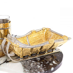 Икорница со стопками с декором "Рыбак с санями" с гравировкой на подставке из натуральных камней Агат Мрамор Decorative Cavair Dishes варинант исполнения - 6 | Loft Concept в Тюмени