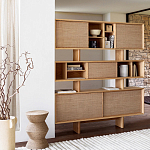 Приставной стол с отделкой из джута Juti D30 см варинант исполнения - 7 | Loft Concept в Тюмени