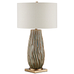 Настольная лампа с фактурным корпусом и тканевым абажуром Smooth Peaks варинант исполнения - 3 | Loft Concept в Тюмени