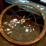 Часы настенные деревянные с римскими цифрами бронзового цвета Clock with History варинант исполнения - 3 | Loft Concept в Тюмени