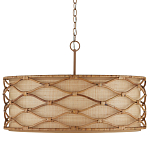 Подвесной светильник  из кованого железа и абажуром из ротанга Wicker Furniture варинант исполнения - 3 | Loft Concept в Тюмени