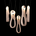 Подвесной светильник белого цвета с 6-ю изогнутыми плафонами Flow Loop варинант исполнения - 7 | Loft Concept в Тюмени