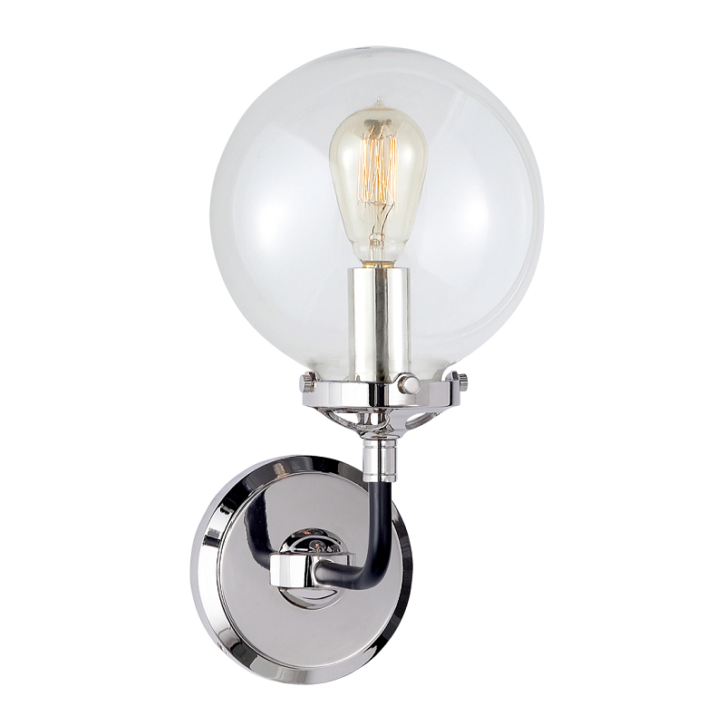 Бра Бистро Globe Clear Glass Single Sconce Nickel  в Тюмени | Loft Concept 