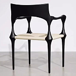 Стул дизайнерский с плетеным сидением Kronos Dining Chair Black варинант исполнения - 5 | Loft Concept в Тюмени