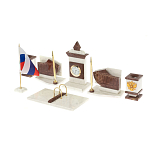 Настольный письменный набор из мрамора и лемезита с гербом и флагом России Marble Accessory варинант исполнения - 2 | Loft Concept в Тюмени