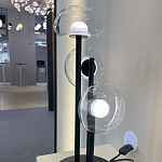 Настольная лампа с тремя прозрачными куполообразными плафонами и черным металлическим основанием Flos Wireline Lighting варинант исполнения - 4 | Loft Concept в Тюмени