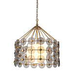 Люстра подвесная с круглыми дисками из серого фактурного стекла с белым матовым шаром внутри Quintiesse варинант исполнения - 1 | Loft Concept в Тюмени