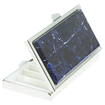 Таблетница карманная прямоугольная на 7 отделений с зеркалом и накладкой из натурального камня Содалит Silver Stone Pillboxes варинант исполнения - 1 | Loft Concept в Тюмени