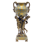 Ваза голубого цвета из фарфора с золотым растительным орнаментом и бронзовыми фигурками женщин Eden Garden porcelain and bronze варинант исполнения - 2 | Loft Concept в Тюмени