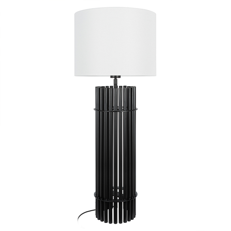 Настольная лампа с металлиеским черным трубчатым основанием Fulgurite Черный Белый в Тюмени | Loft Concept 