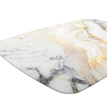 Обеденный стол с прямоугольной столешницей из стекла на черных металлических ножках White Marble варинант исполнения - 4 | Loft Concept в Тюмени