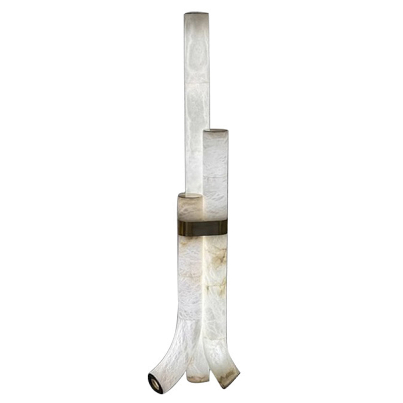 Торшер геометрический с тремя мраморными плафонами Marble Tripod Белый Торшер геометрический с тремя мраморными плафонами Marble Tripod Белый в Тюмени | Loft Concept