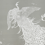 Обои ручная роспись в стиле Арт-деко Whistler Peacocks Special Colourway on Pale Grey dyed silk варинант исполнения - 1 | Loft Concept в Тюмени