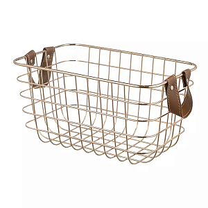 Корзина для хранения железная с ручками Iron Basket золотая