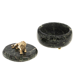 Шкатулка из натурального камня змеевик с фигуркой льва Stone Casket варинант исполнения - 3 | Loft Concept в Тюмени