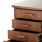 Дизайнерский письменный стол округлой формы с 4-мя ящиками и дверкой с полочками Rili варинант исполнения - 4 | Loft Concept в Тюмени