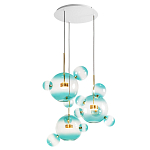 Люстра подвесная с прозрачными бирюзовыми стеклянными шарами и круглым основанием 3 лампы Giopato & Coombes варинант исполнения - 3 | Loft Concept в Тюмени
