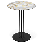 Стол журнальный с круглой столешницей из стекла Gray and Gold Marble варинант исполнения - 1 | Loft Concept в Тюмени