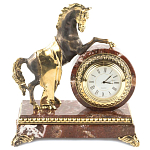 Часы настольные бронзовые с декором в виде коня Horse Stone Clock варинант исполнения - 1 | Loft Concept в Тюмени